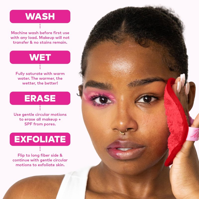 The Original MakeUp Eraser 7-Day Set, Erase All Makeup With Just Water, Including Waterproof Mascara, Eyeliner, Foundation, Lipstick, Sunscreen, and More! Strawberry Fields, 7ct.