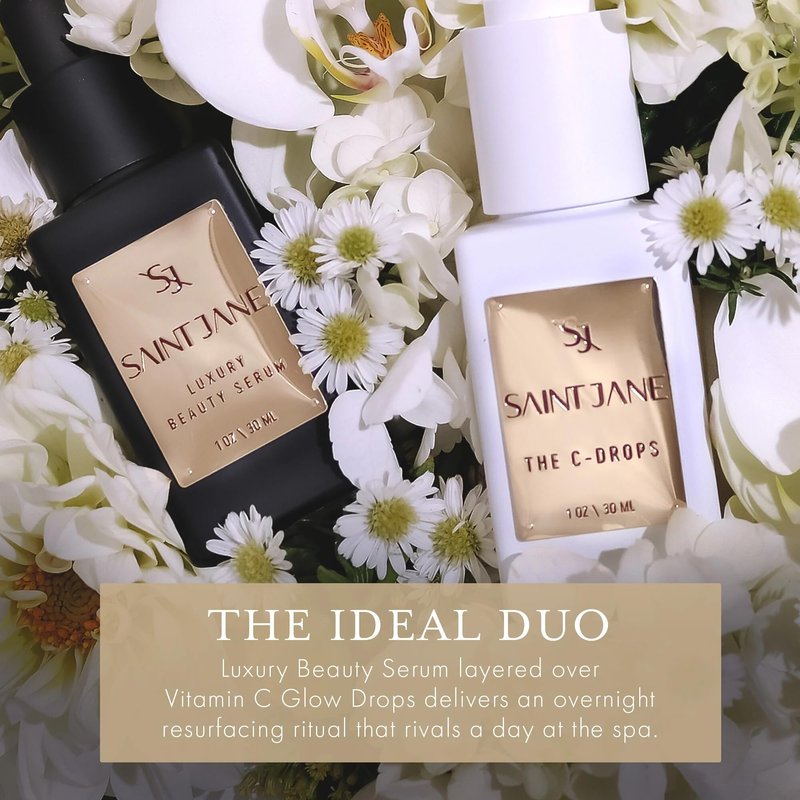 SAINT JANE - The C Drops (Vitamin C Glow Drops Serum) | Hydrated, Glassy, Smooth Skin | Luxury, Floral-Infused, Clean Skincare (1 fl oz | 30 ml)