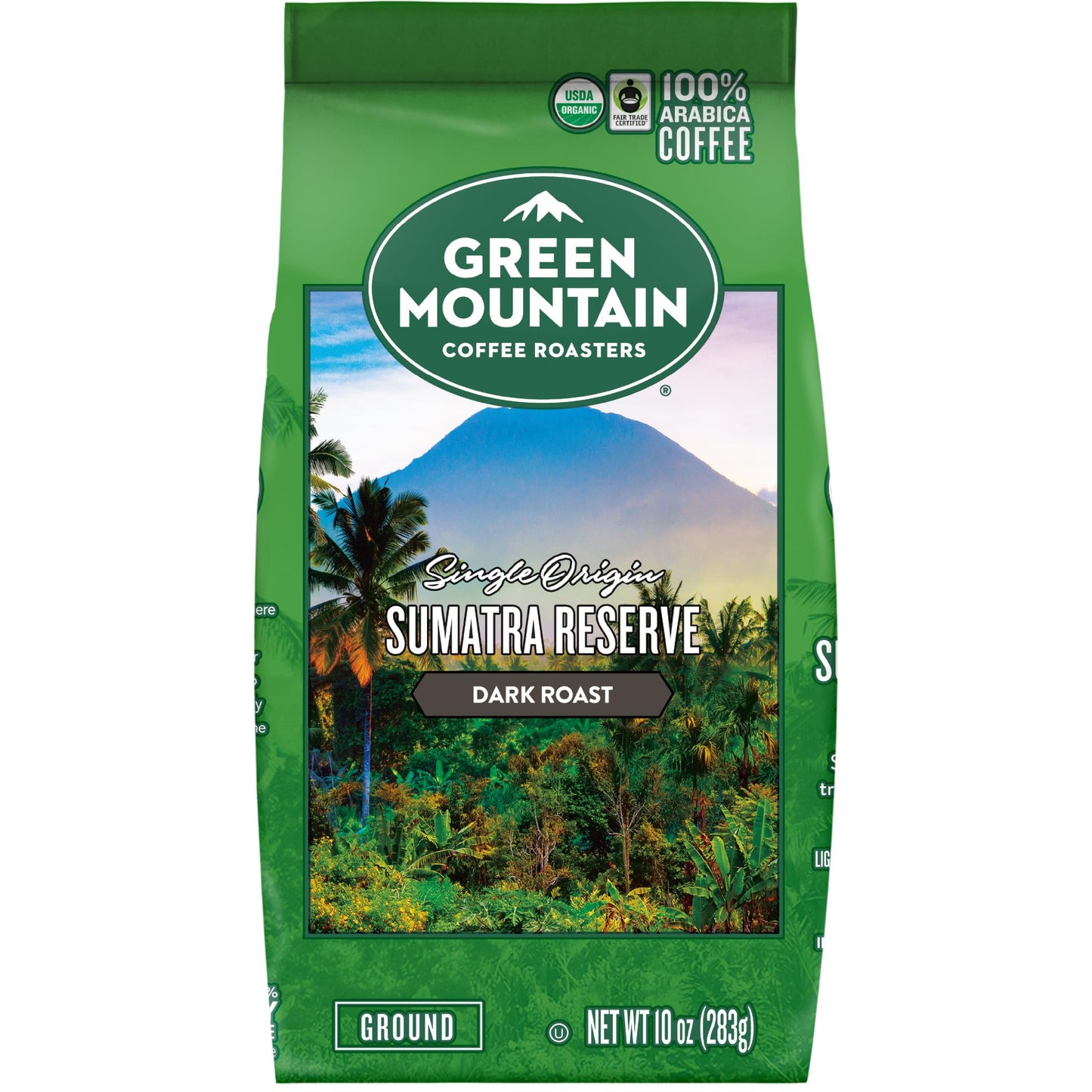 Green Mountain Coffee Roasters, Fair Trade Certified™ Organic, Sumatra Reserve, Ground Coffee, Dark Roast, Bagged 10oz.