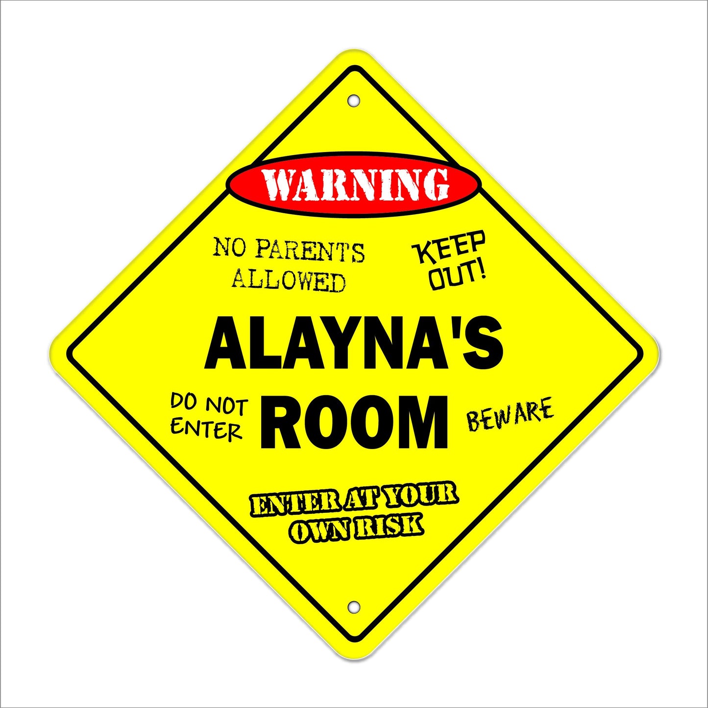 Alayna's Room Sign Crossing Zone Xing | Indoor/Outdoor | 12" Tall Kids Bedroom Decor Door Children's Name boy Girl