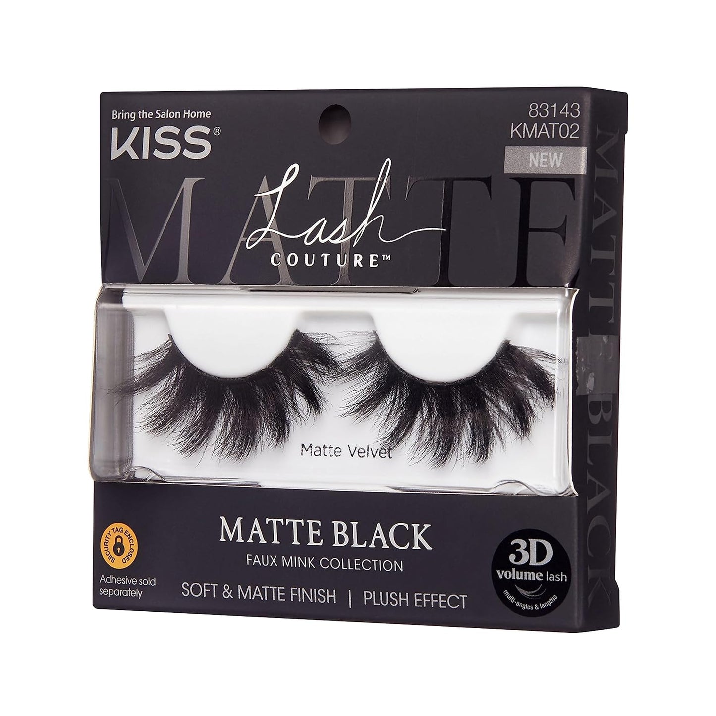 KISS Lash Couture Faux Mink 3D Matte, False Eyelashes, 'Matte Velvet', 16 mm, Includes 1 Pair Of Lash, Easy to Apply, Reusable Strip Lashes
