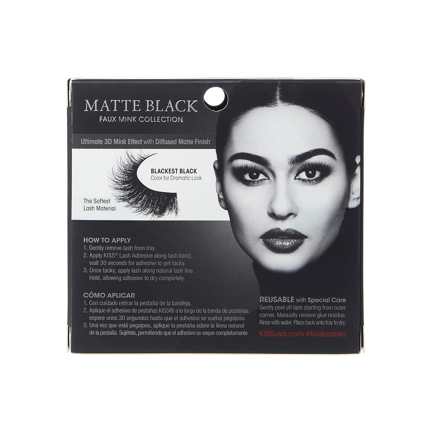 KISS Lash Couture Faux Mink 3D Matte, False Eyelashes, 'Matte Velvet', 16 mm, Includes 1 Pair Of Lash, Easy to Apply, Reusable Strip Lashes