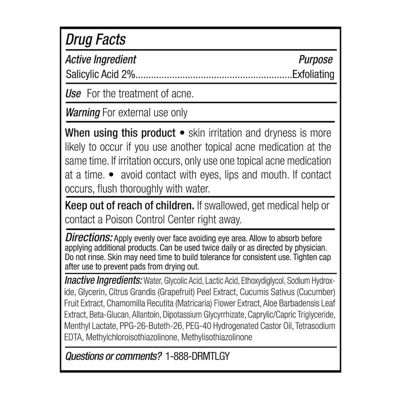 Tingl Exfoliating Face & Body Pads | Glycolic, Lactic & Salicylic Acid for Acne, Pores & Wrinkles | 60 Count