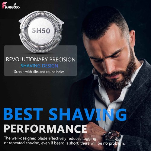 FAMELEC Upgrade Replacement Heads for Norelco 5000 Replacement Blades, New SH50 Shaving Heads Compatible with Norelco Replacement Heads Series 5000 (S5xxx), Double Blades for Electric Razor for Men
