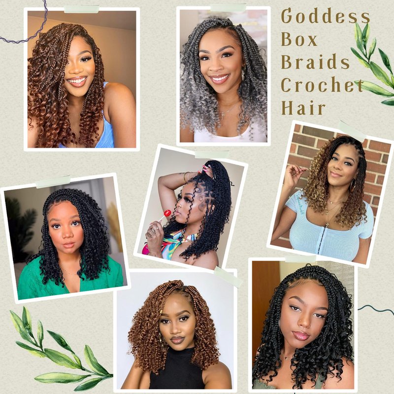 Eerya 8 Packs Boho Goddess Box Braids Crochet Hair for Black Women 18 inch Pre-looped Bohemian Crochet Box Braids With Curly Ends Synthetic Crochet Hair Extensions (18 inch, P4/30)