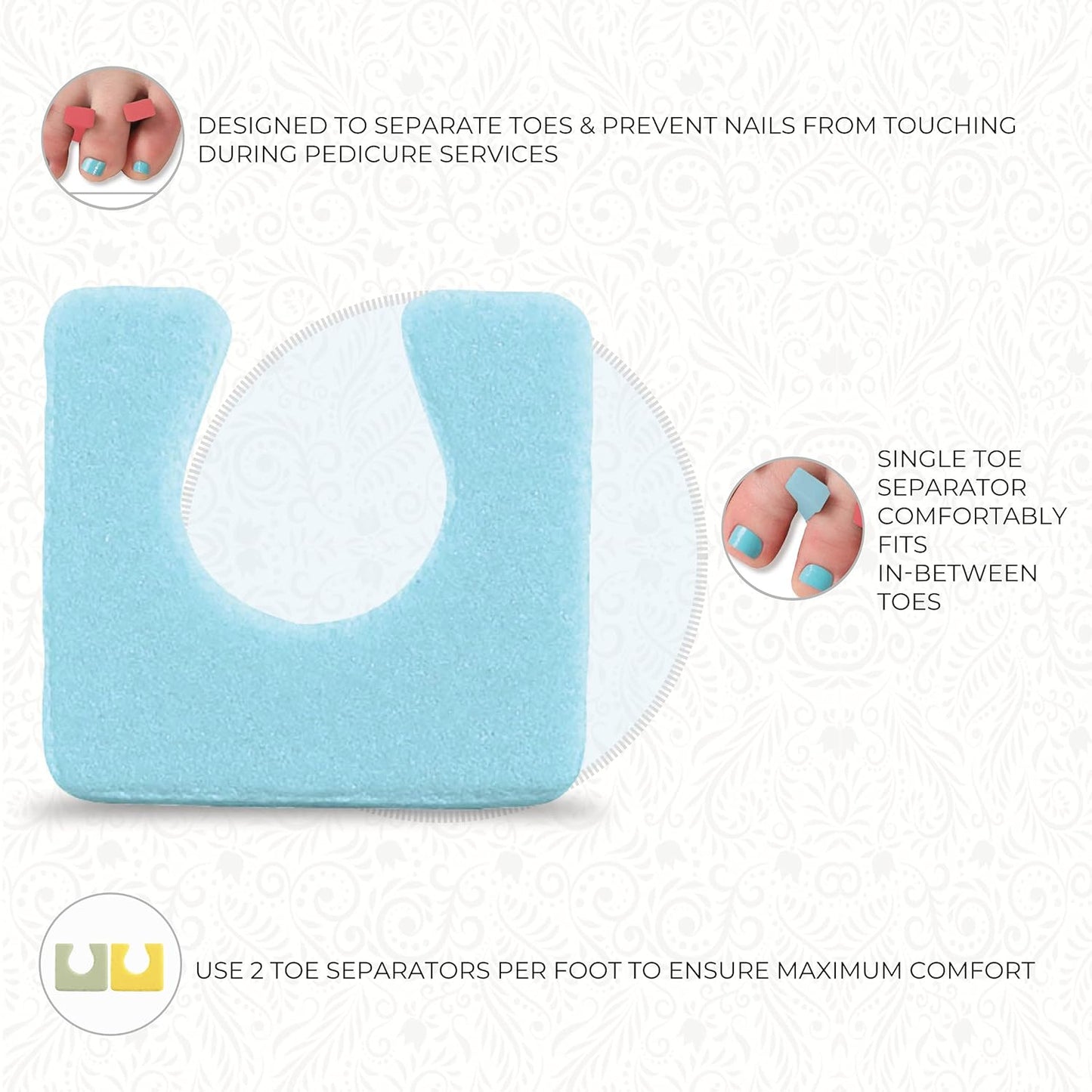 ForPro Sole Toe Separators - Black Luxurious Foam Separators - Individual Toe Separators for Pedicures – 144-Count