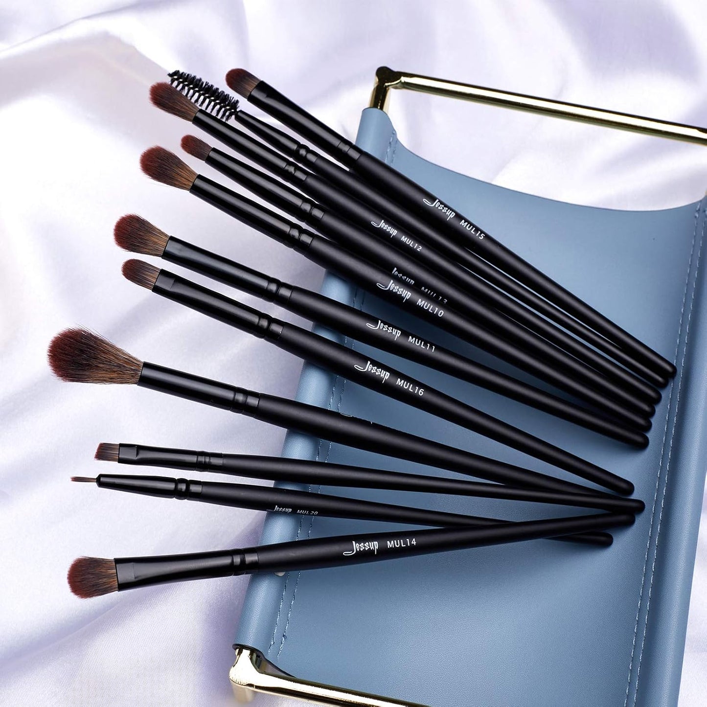 Jessup Eye Brushes Set - Vegan Makeup Brushes for Concealer, Eyeshadow & Eyeliner | 16-Piece Black Set