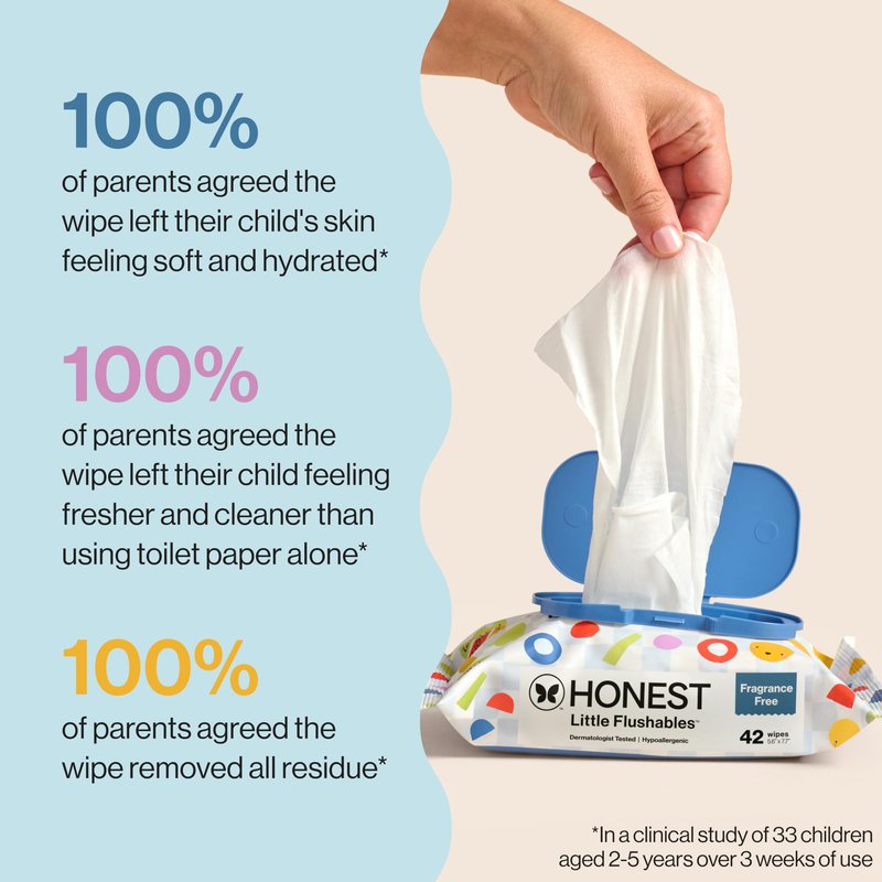 The Honest Company Toddler Hypoallergenic Flushable Wipes, 126 Count