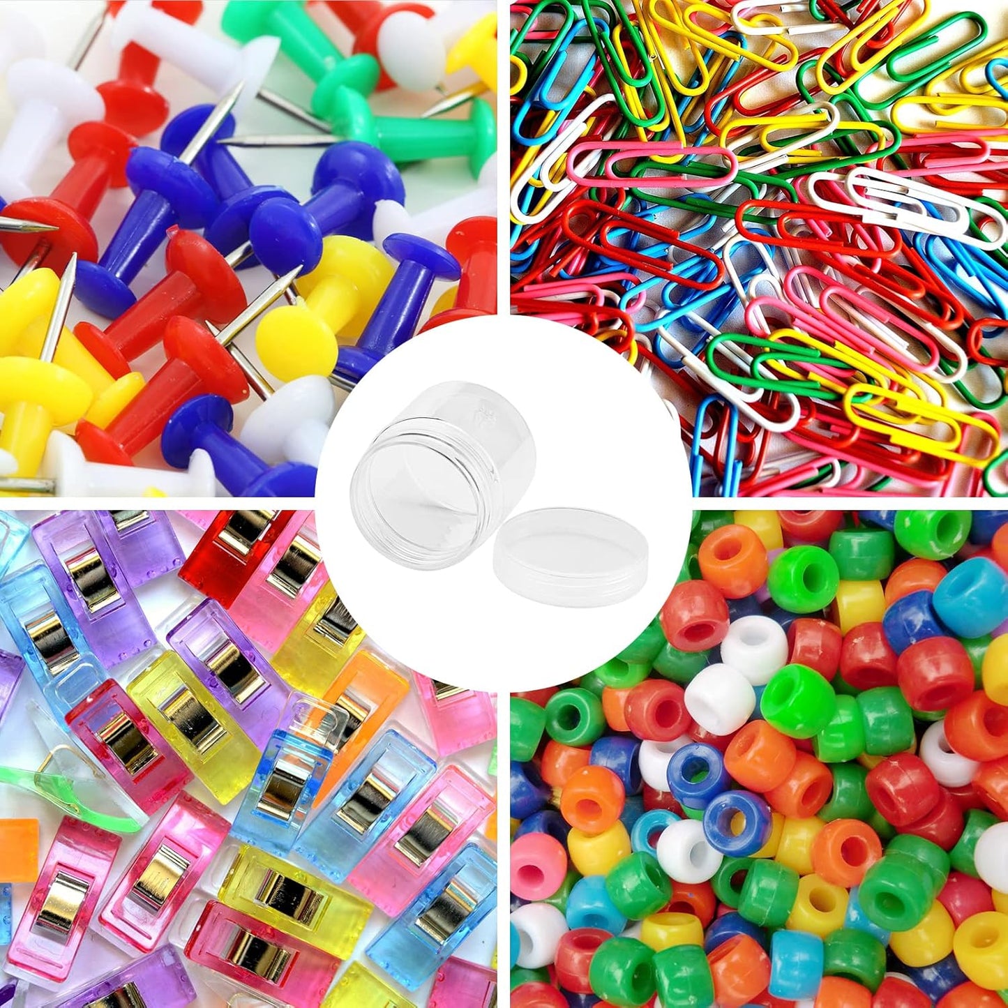 Clear Plastic Bead Containers - 70 PCS 2oz Round Storage Jars with Lids for Lotions, Beads & Spices