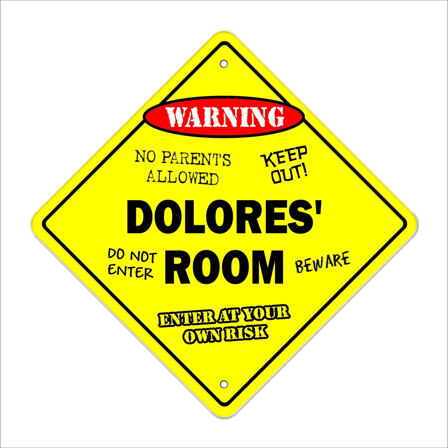 Dolores' Room Sign Crossing Zone Xing | Indoor/Outdoor | 12" Tall Kids Bedroom Decor Door Children's Name boy Girl