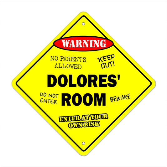Dolores' Room Sign Crossing Zone Xing | Indoor/Outdoor | 12" Tall Kids Bedroom Decor Door Children's Name boy Girl