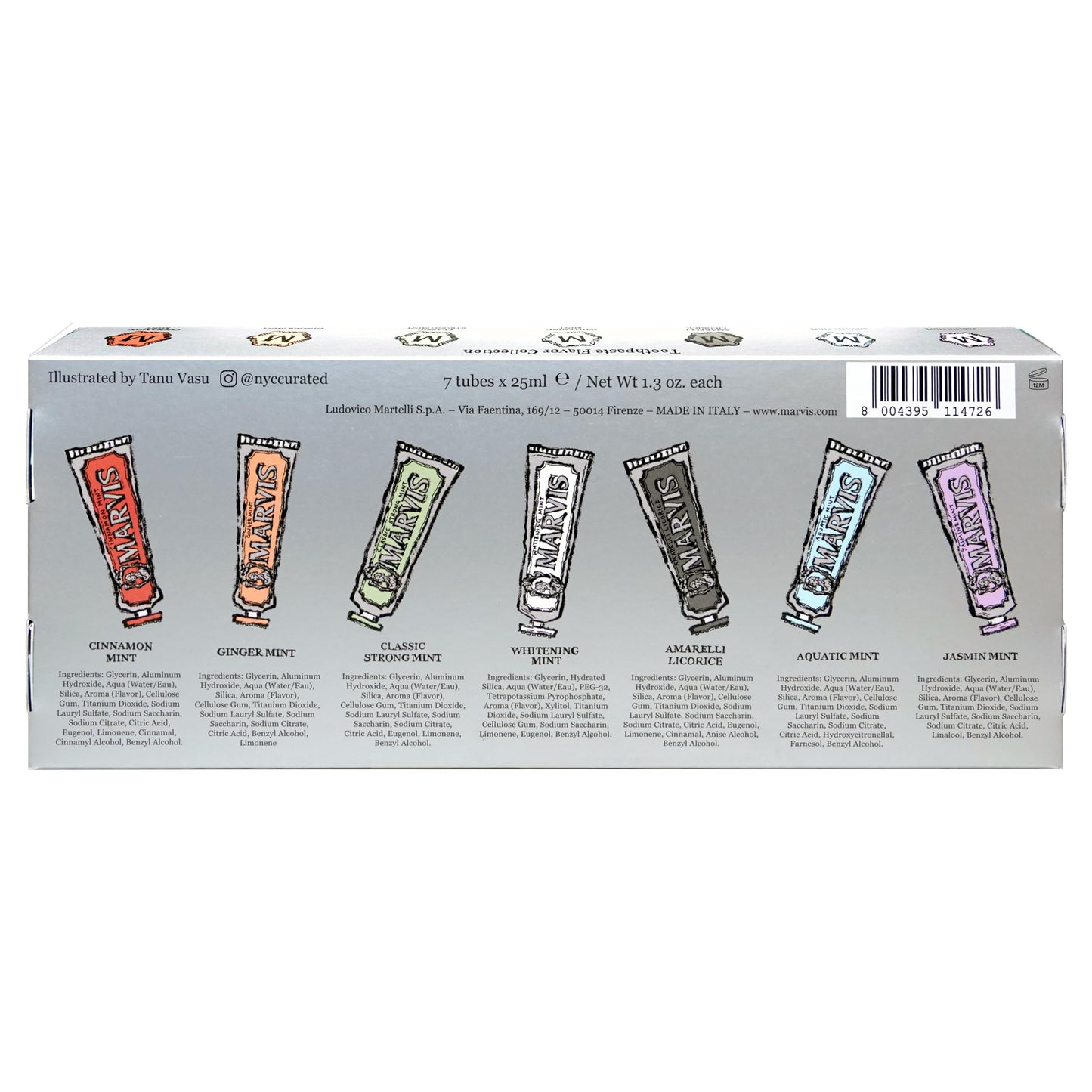 Marvis 7 Days of Flavor Limited Artist Edition Box, 7 tubes 25ml/1.3oz each