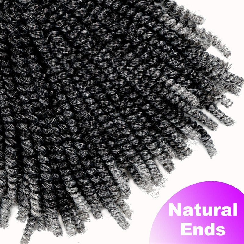YEBO Spring Twist Hair 12 Inch 4 Packs Ombre Colors Synthetic Braiding Hair Extensions for Woman(1B/12inch)