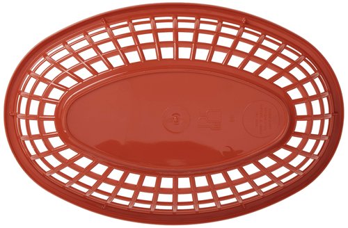 TableCraft BBQ1074RWB 6-Piece Classic Oval Plastic Basket | Chip Holders for Parties | Plastic Food Serving Trays | Small Serving Containers | Bread Trays for Restaurants & Table | Red, White & Blue