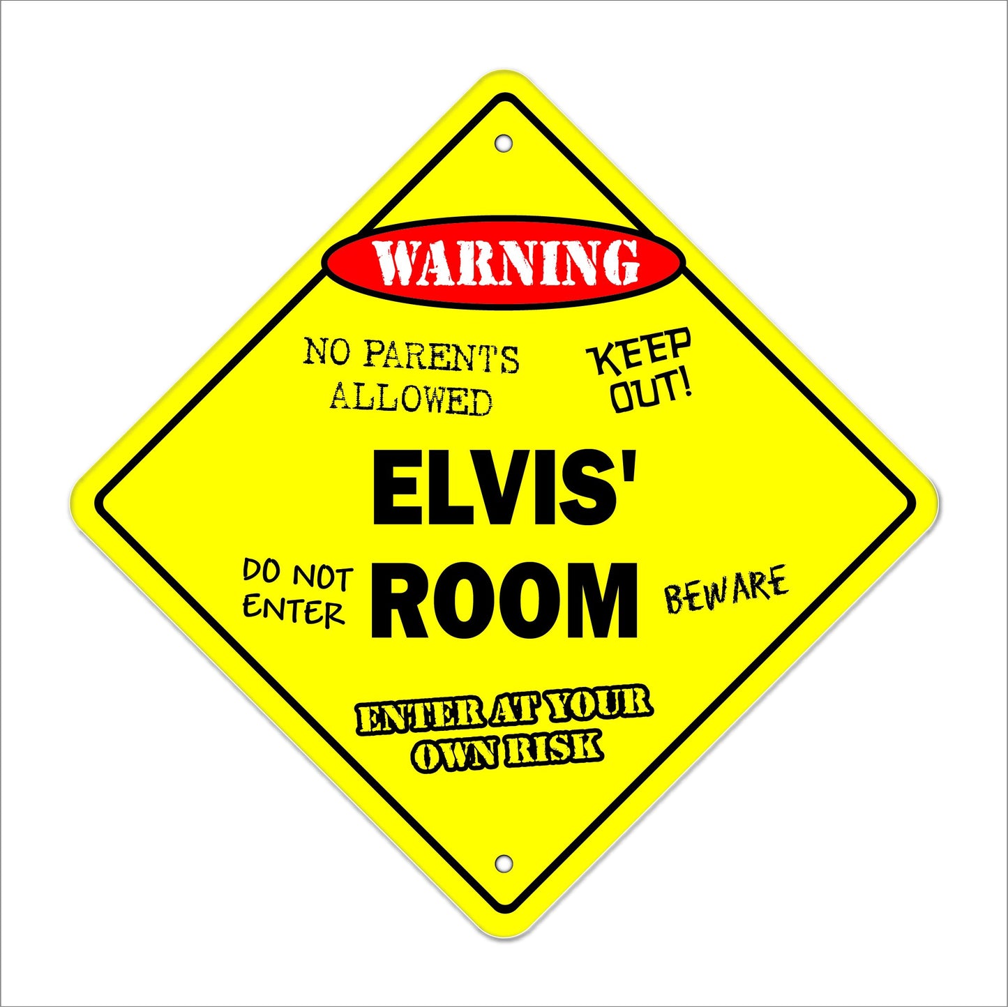 Elvis' Room Sign Crossing Zone Xing | Indoor/Outdoor | 12" Tall Kids Bedroom Decor Door Children's Name boy Girl