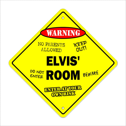 Elvis' Room Sign Crossing Zone Xing | Indoor/Outdoor | 12" Tall Kids Bedroom Decor Door Children's Name boy Girl