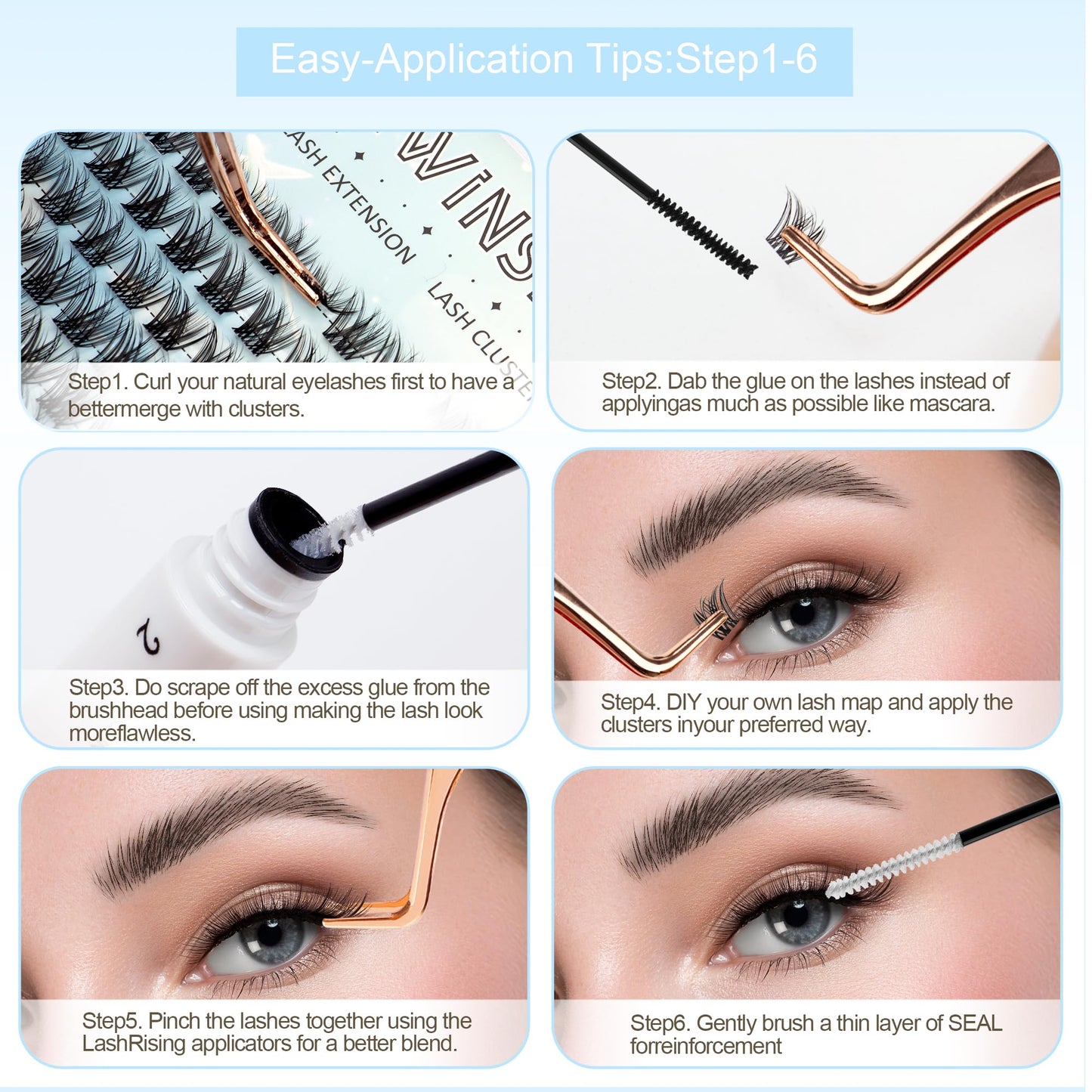 DIWINSH Lash Clusters Wispy Eyelash Clusters 144pcs 10-12mm Short Cluster Eyelash Extensions D Curl Natural Volume Lash Extensions Reusable Individual Lashes with Soft Thin Invisible Band (MQ-10-12mm)