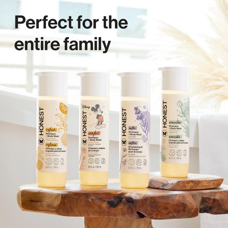 The Honest Company 2-in-1 Baby Shampoo & Body Wash, Fragrance-Free, Gentle, Tear-Free, Hypoallergenic, Naturally Derived, Sensitive Skin, 18 fl oz