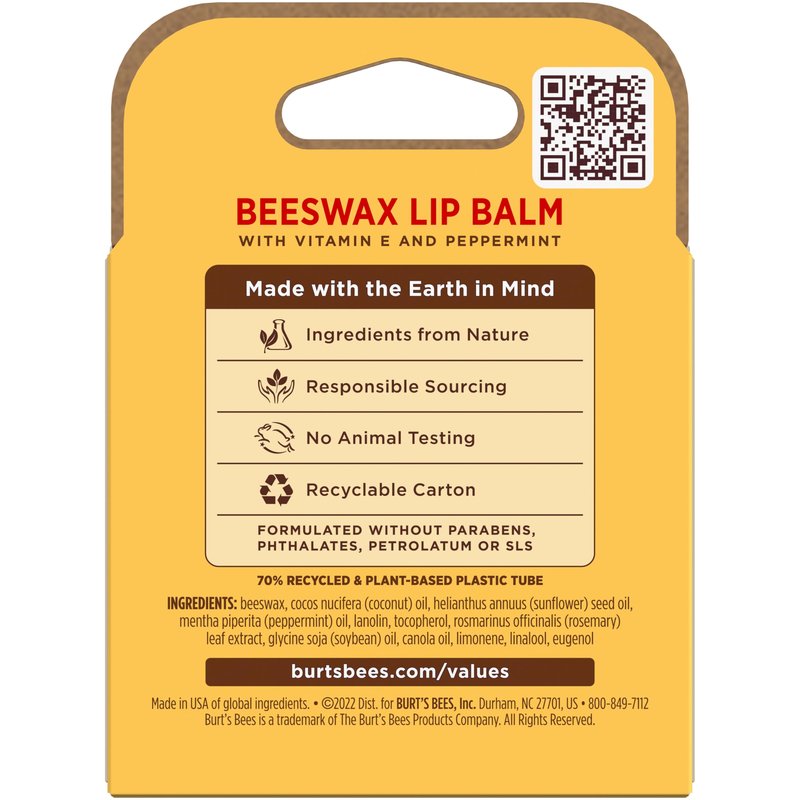 Burt's Bees 100% Natural Moisturizing Lip Balm (Original Beeswax)