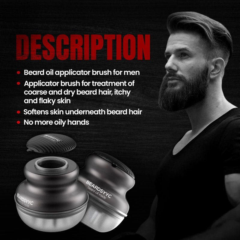 BEARDSYYC Beard Oil Applicator and Brush, Black, Beard Oil Dispenser/Releaser for all Beard Type