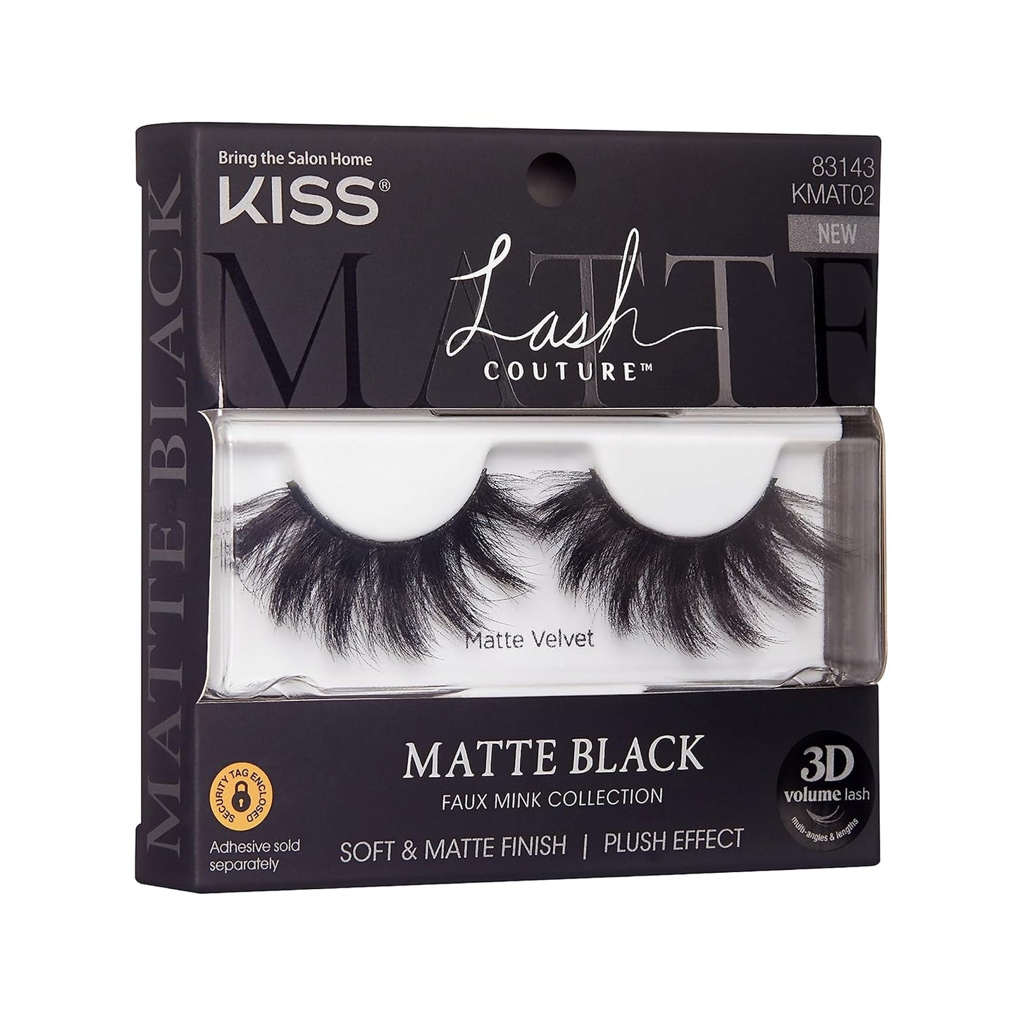 KISS Lash Couture Faux Mink 3D Matte, False Eyelashes, 'Matte Velvet', 16 mm, Includes 1 Pair Of Lash, Easy to Apply, Reusable Strip Lashes