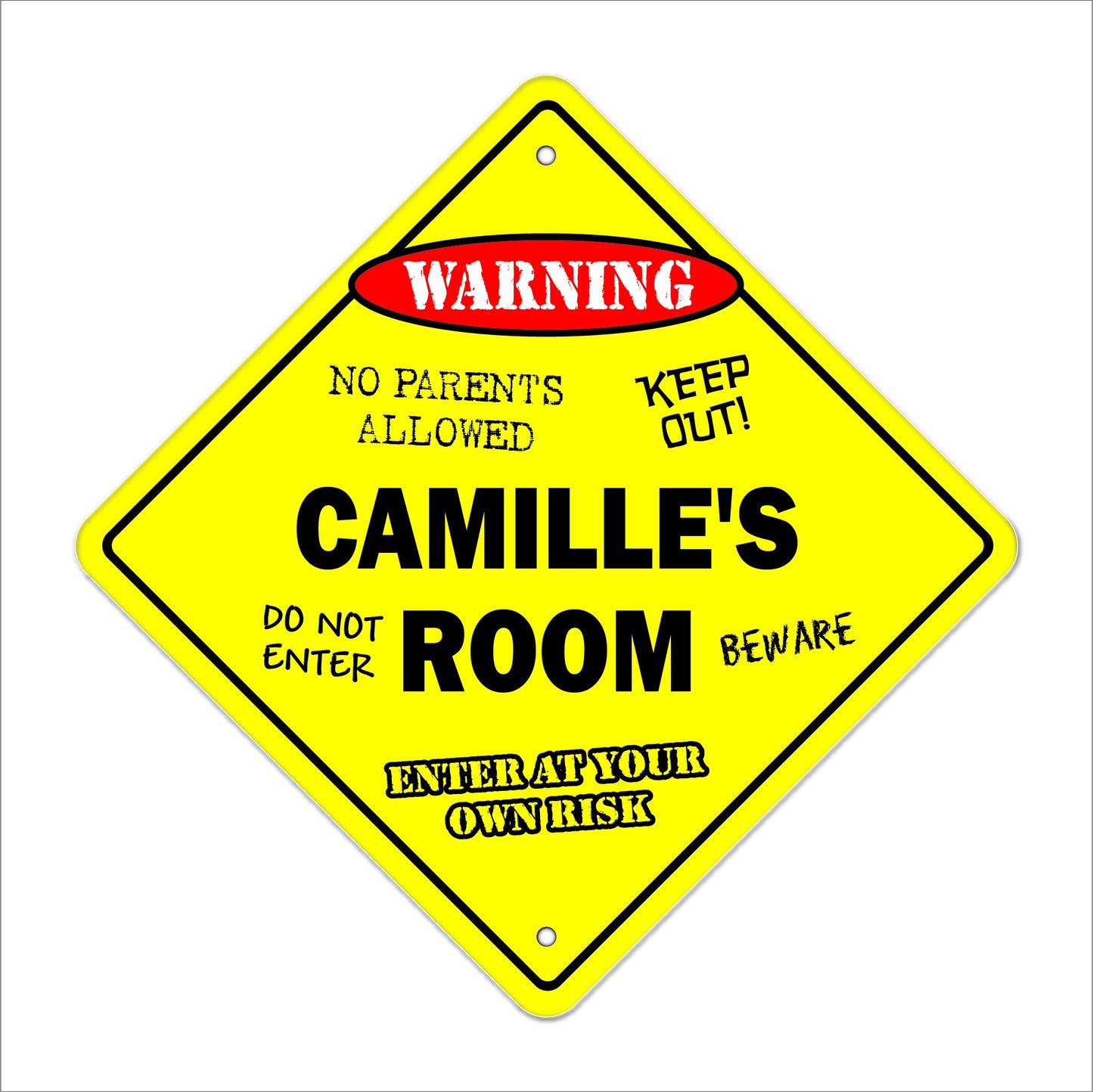 Camille's Room Sign Crossing Zone Xing | Indoor/Outdoor | 12" Tall Kids Bedroom Decor Door Children's Name boy Girl