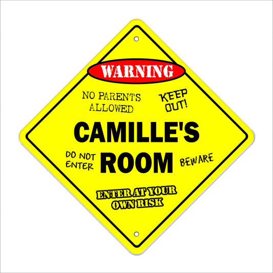 Camille's Room Sign Crossing Zone Xing | Indoor/Outdoor | 12" Tall Kids Bedroom Decor Door Children's Name boy Girl