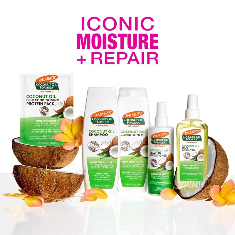 Palmer's Coconut Oil Hair Treatment - Moisture Boost Protein Pack for Dry, Damaged Hair | 2.1 Oz (12 Pack)