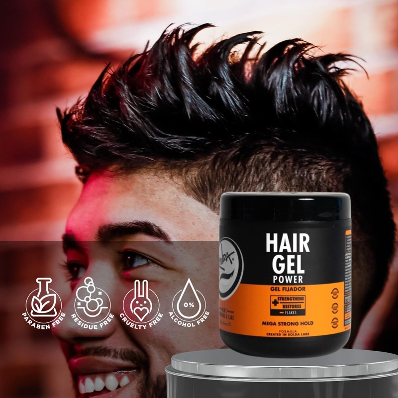 Rolda Power Strong Hold Hair Gel for Men - Styling Gel Formula for Wet Look - High Shine, Strengthening & Hair Loss Control - Alcohol & Residue Free (35.2 oz)