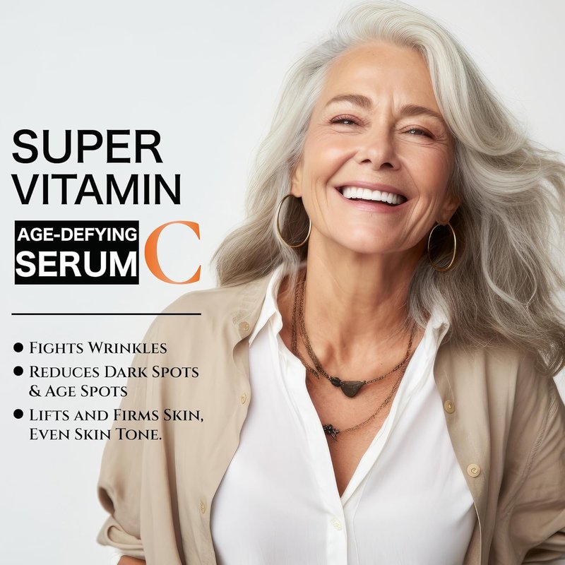 Vitamin C Serum for Women Over 70 - Anti-Aging Face Cream, Hydrates & Firms | 30ml, Orange