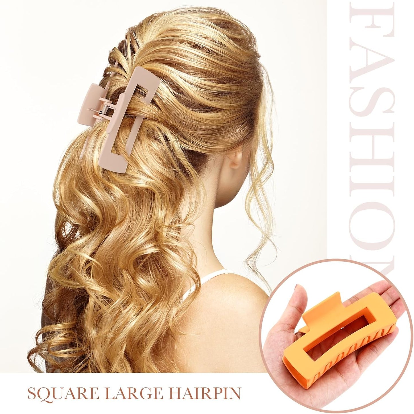 Large Hair Claw Clips - 36 Pcs Matte Rectangular Hair Claws | Strong Hold, Nonslip, 18 Colors