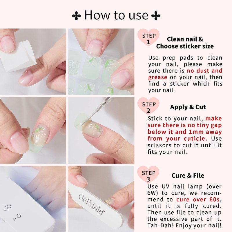 GelMala Semi Cured Gel Nail Strips Plaids,Long-Lasting, Easy to Apply&Remove Semi Cured Gel Nails Winter,Easy for begginners (Holiday Eve)