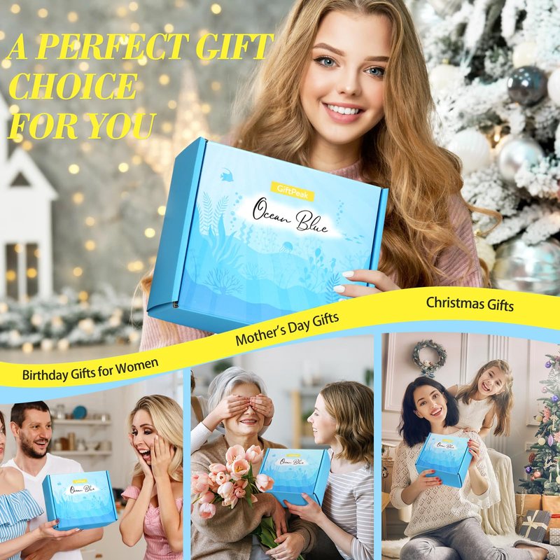 Birthday Gifts for Women, Ocean Scented Relaxing Spa Gift Baskets for Women Mom Her Wife Sister Friends Coworker Employee, Self Care Bath and Body Gift Set for Mothers Day Birthday Inspirational Gift