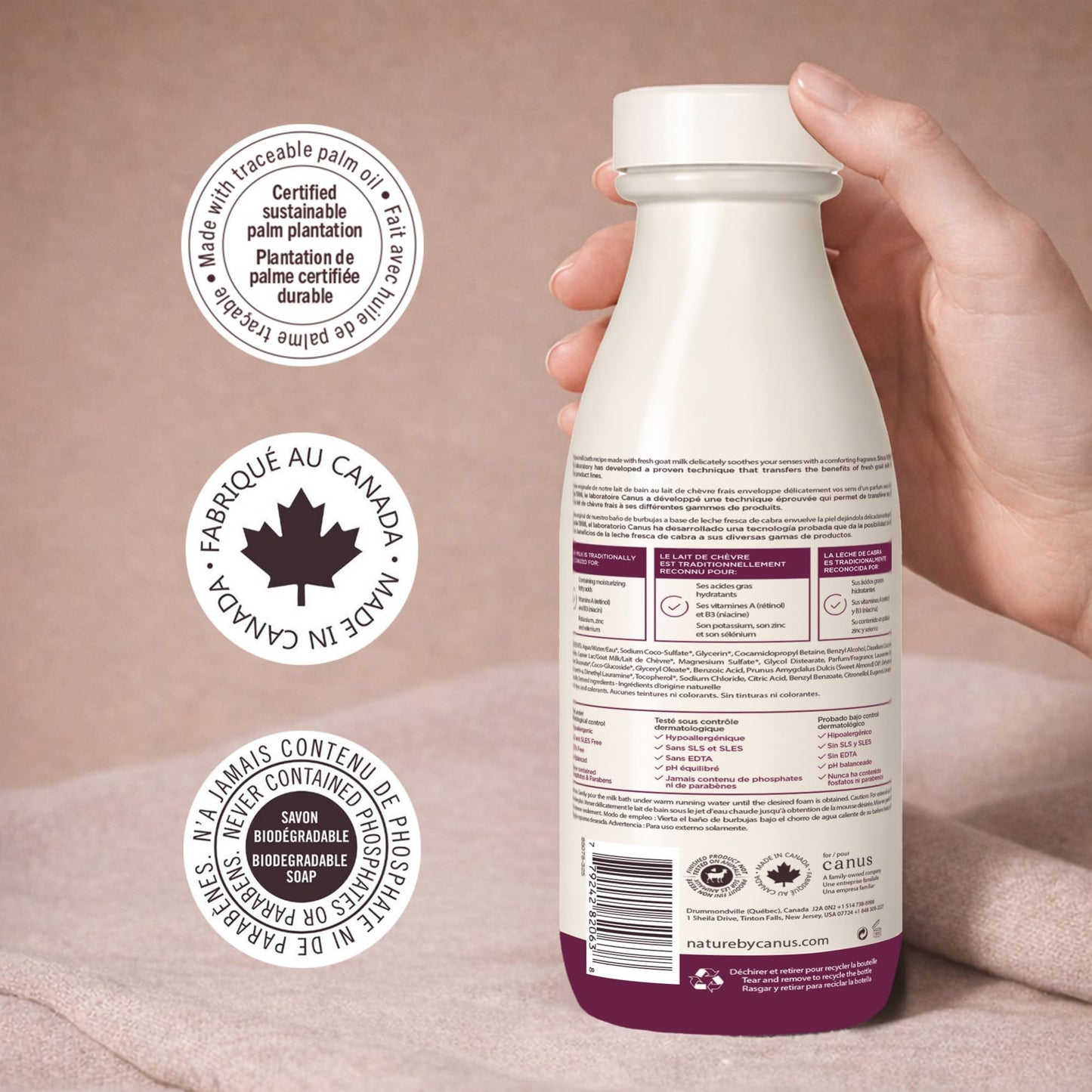 Goat Milk Bubble Bath Foaming Soak, 27.1 Fl Oz with Fresh Canadian Goat Milk, Smoothing Bath Milk for Soft Skin, Nature by Canus Original