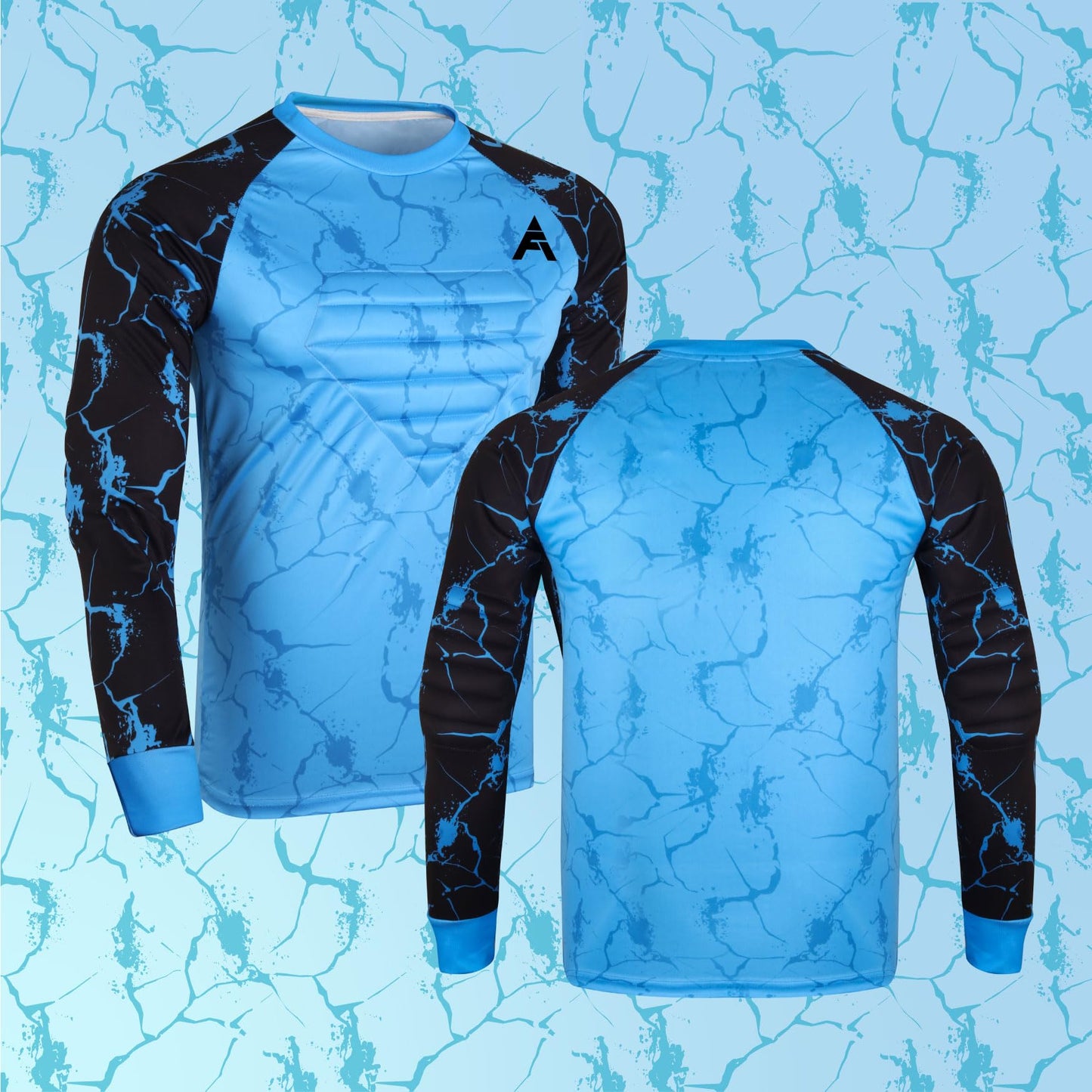 FOLK APPAREL Goalkeeper Jersey Chest Padded Goalie Shirt for Adult/Kids Soccer Elbow Padded Youth/Adult Sizes Long Sleeve (US, Alpha, Small, Regular, Regular, Blue)