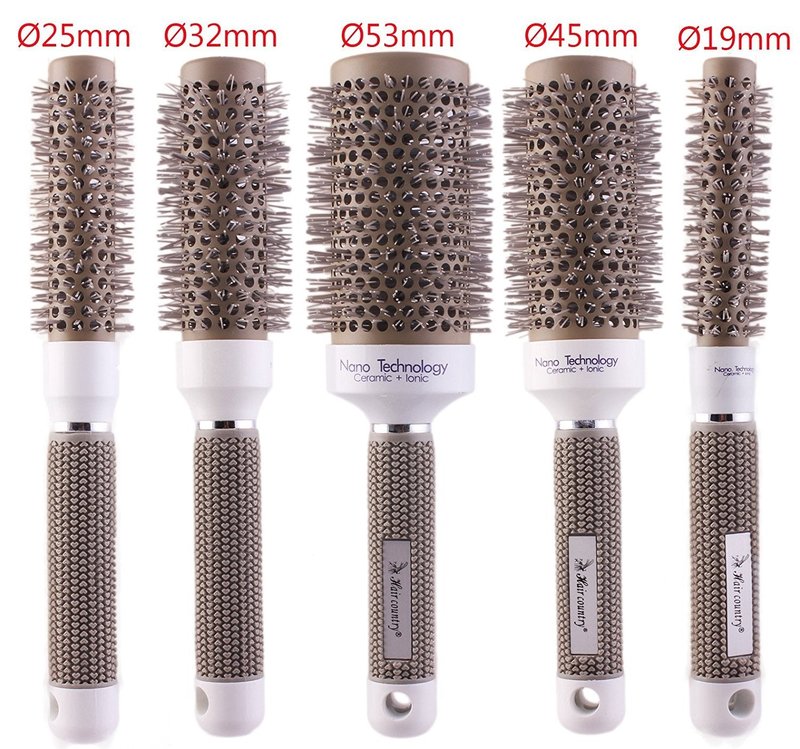 PERFEHAIR Round Thermal Brush Set, Professional Nano Ceramic & Ionic Barrel Hair Styling Blow Drying Curling Brush, 5 Different Sizes
