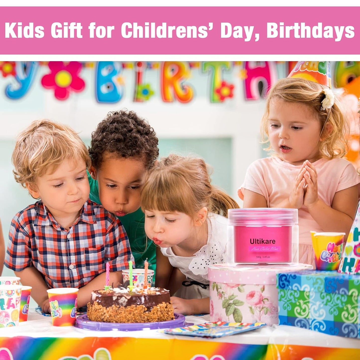 Temporary Hair Color for Kids, Ultikare Orange Hair Dye Washable Natural Hair Wax Color Chalk Mud Cream DIY Hairstyle Clay For Dark Hair Halloween, Cosplay, Party, Christmas Gift Girls 3.4 Fl Oz