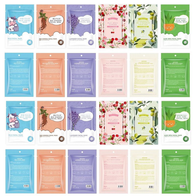 Hydrating Sheet Face Masks - 12 Pack for Dry Sensitive Skin | Spa Quality Skincare Gift Set