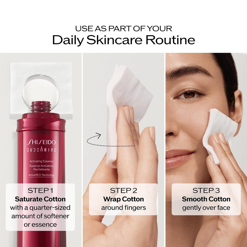 Shiseido Facial Cotton Pads - Includes 165 Squares - for Softener Application & Makeup Removal - 100% Natural, Super Soft