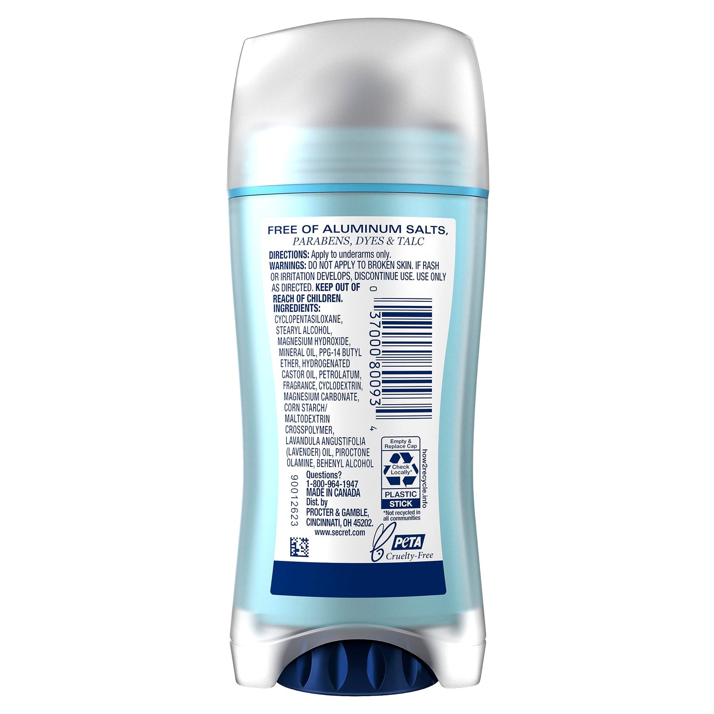 Secret Aluminum Free Deodorant for Women, Lavender, 2.4 oz