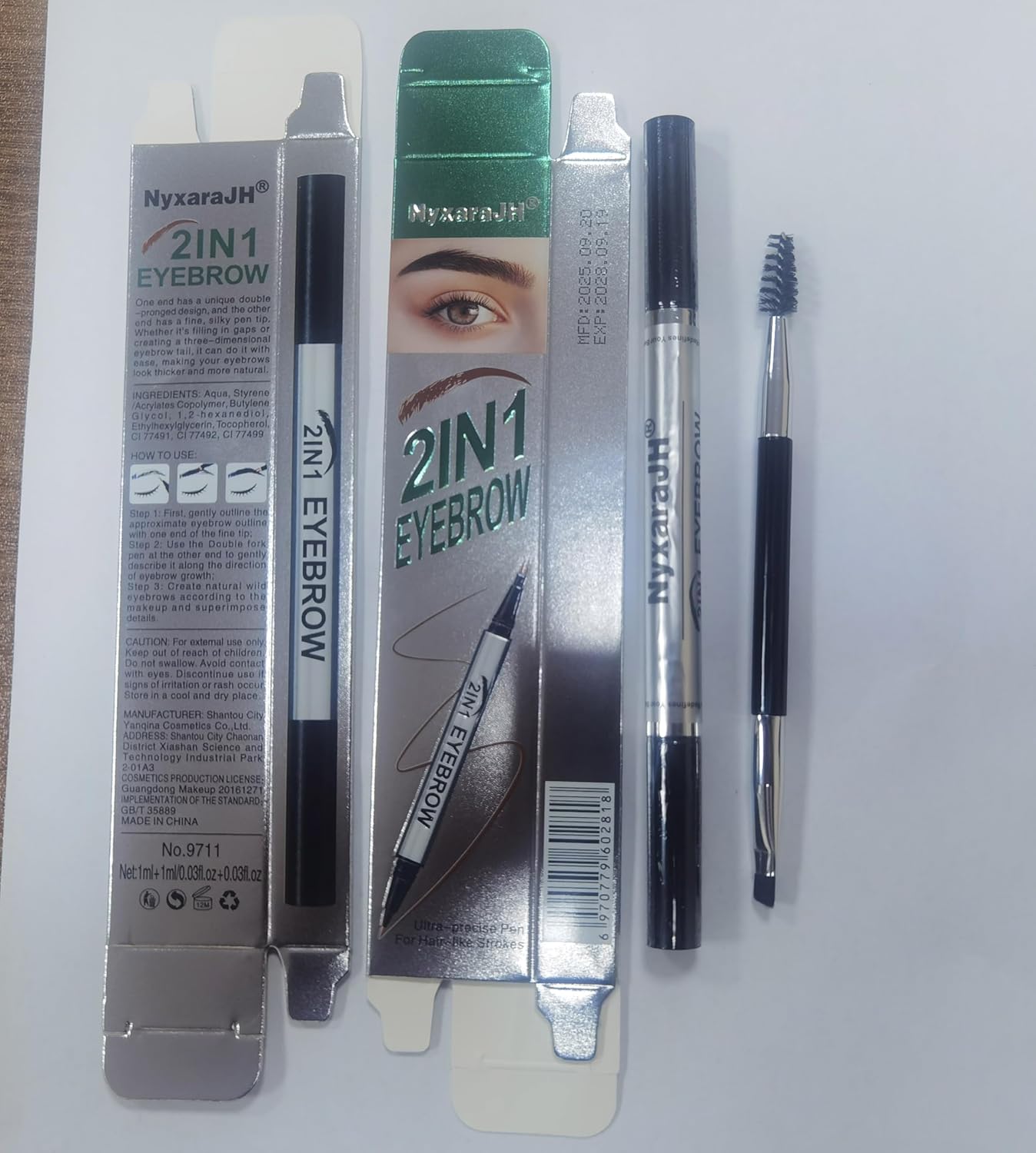 2-in-1 Eyebrow Pen - Dual Tip Precision Brow Liner for Hair-Like Strokes | Waterproof, 5 Natural Colors, 3# Dark Brown