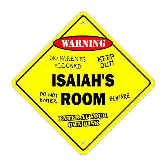 Isaiah's Room Sign Crossing Zone Xing | Indoor/Outdoor | 12" Tall Kids Bedroom Decor Door Children's Name Boy Girl