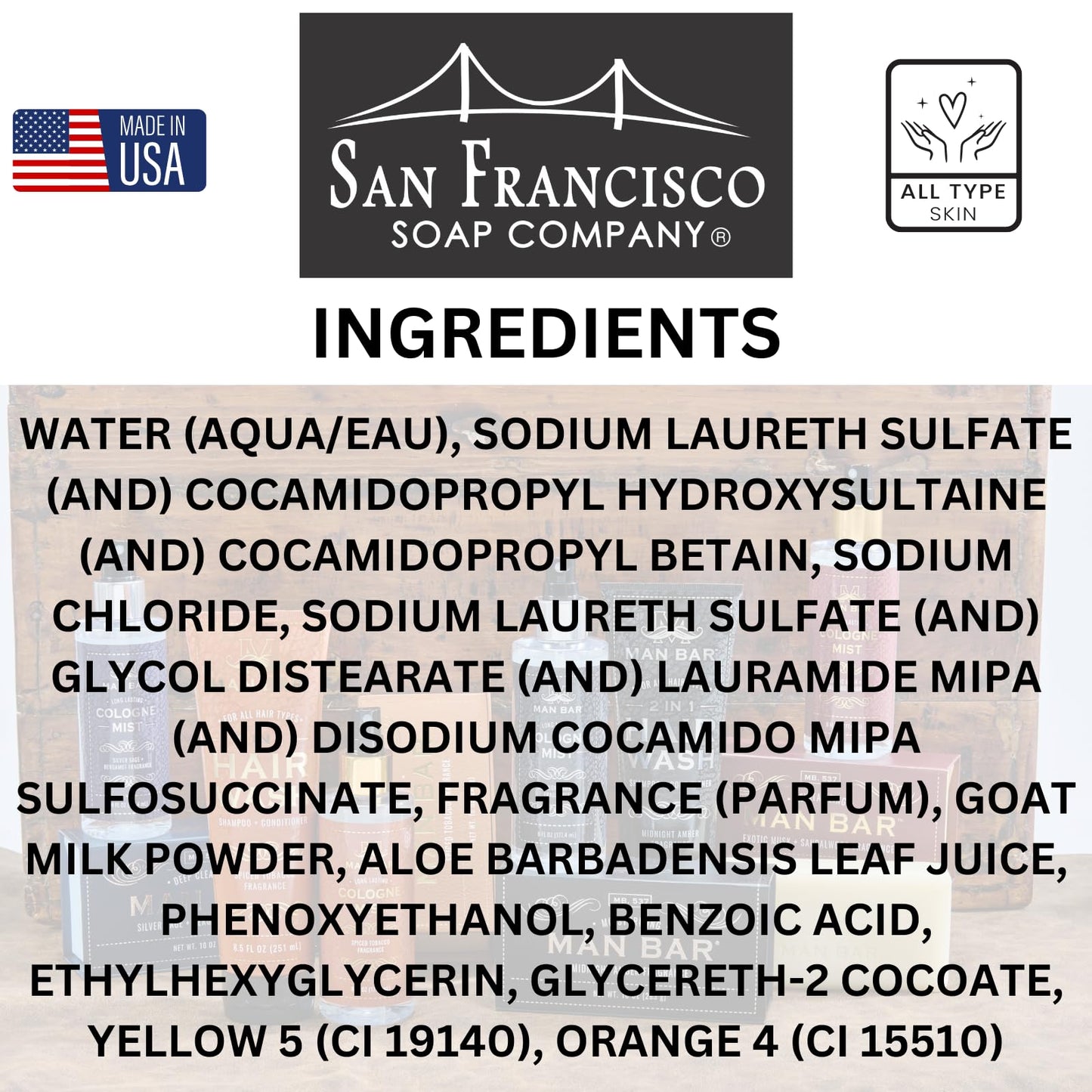San Francisco Soap Company Clean & Caprine Goat Milk Hand Soap | Almond | Dye-Free Hand Soap | Enriched with Nourishing Goat Milk | Unisex Fragrance | 15.5 Fl oz