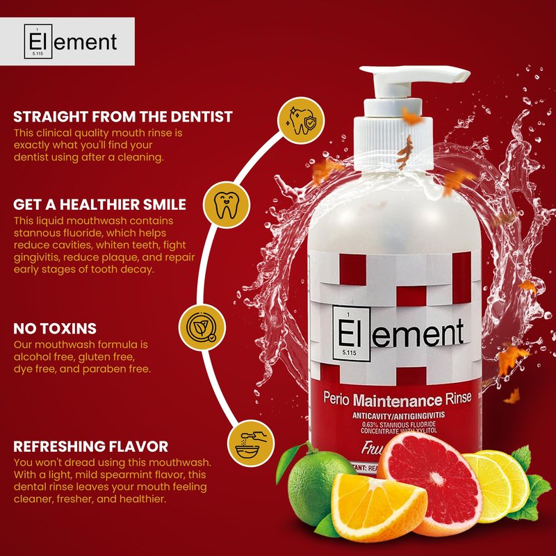 Stannous Fluoride Mouthwash - 10 Fl. Oz. 0.63% Antimicrobial Perio Rinse - Alcohol Free, Dye Free, Paraben Free - Refreshing Flavor (Fruit Punch)