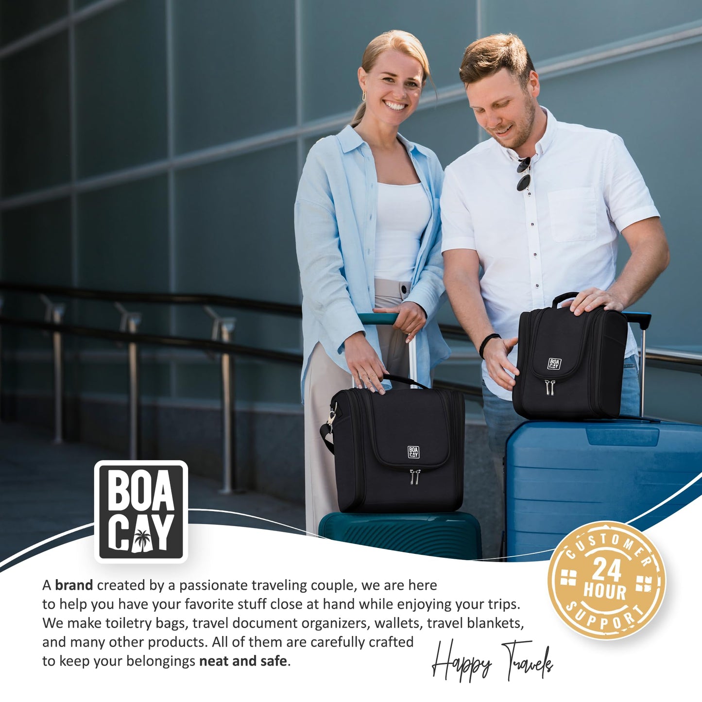 BOACAY Extra Large Hanging Travel Toiletry Bag for Women and Men, Makeup Bag, Bathroom & Shower Organizer Kit for Accessories, Cosmetics, Essentials