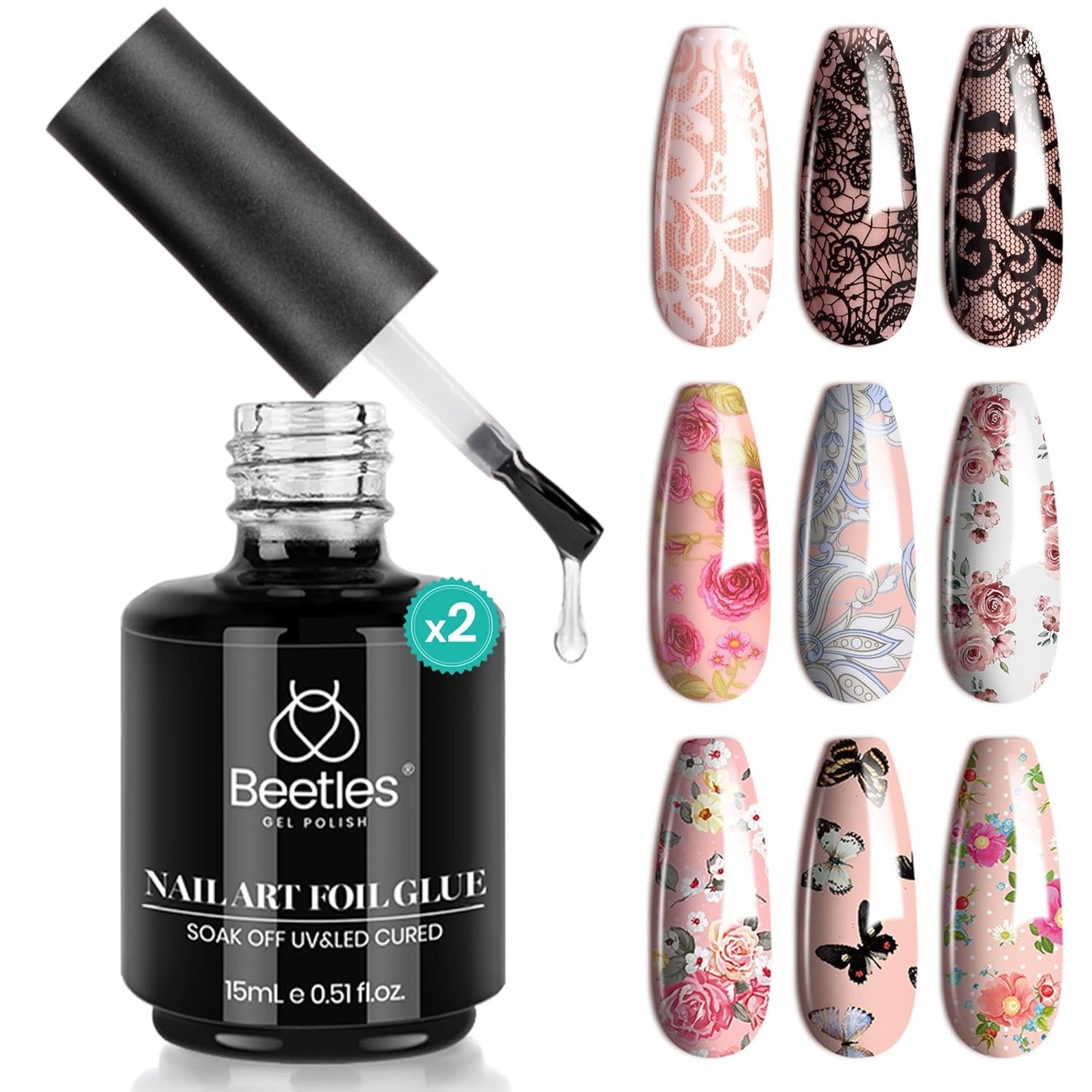 Beetles Liquid Latex for Nail 15ml - Peel off Nail Polish Cuticle Guard with Plastic Nail Care Stick Nails Design Air-Dry Liquid Latex Barrier for Protector Fingers