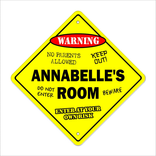 Annabelle's Room Sign Crossing Zone Xing | Indoor/Outdoor | 12" Tall Kids Bedroom Decor Door Children's Name boy Girl