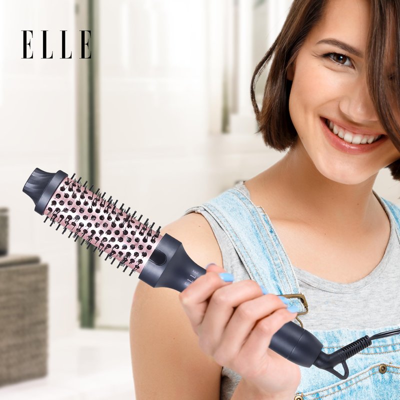 Elle - Infrared Heated Round Brush, Gentle Heat Effortless Volume and Shine (Black)