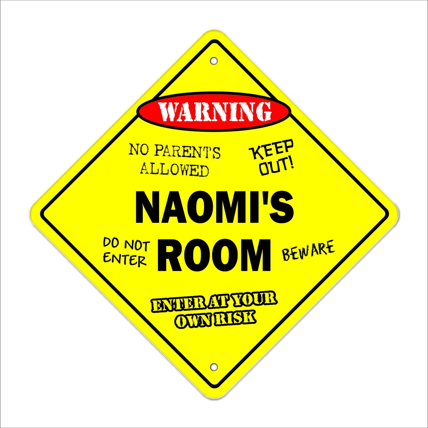 Naomi's Room Sign Crossing Zone Xing | Indoor/Outdoor | 12" Tall Kids Bedroom Decor Door Children's Name boy Girl