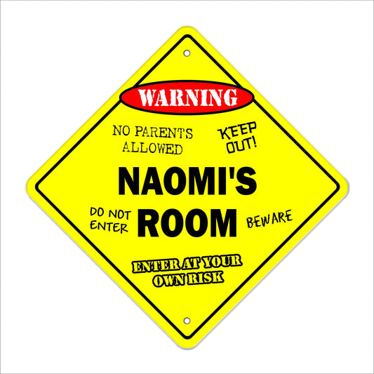Naomi's Room Sign Crossing Zone Xing | Indoor/Outdoor | 12" Tall Kids Bedroom Decor Door Children's Name boy Girl